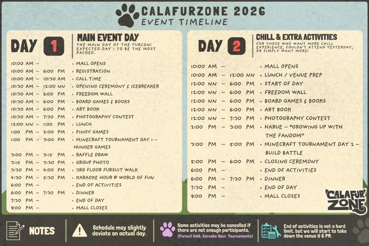 CalaFurZone 2026 Schedule